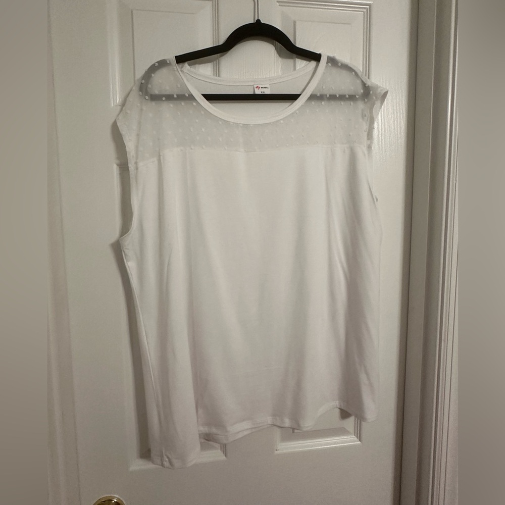 Elegant White Sheer Dot Top